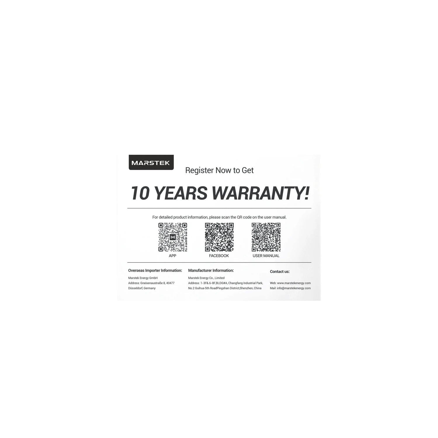 Warranty card