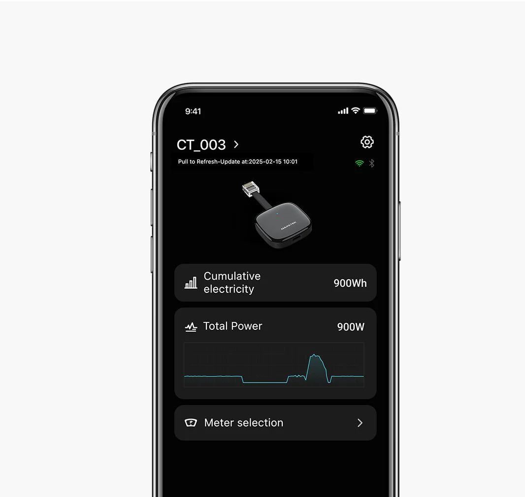 MARSTEK app-weergave met CT003 energiedata